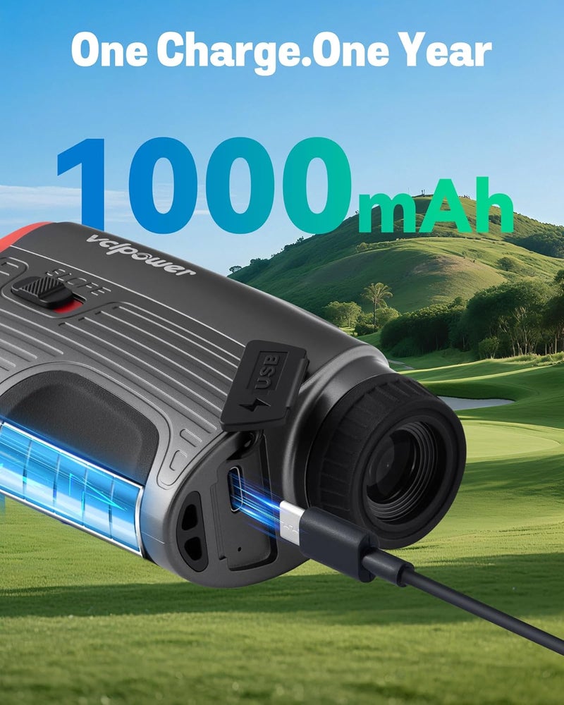 vclpower Golf Rangefinder with Slope, 1200 Yards Laser Range Finder for Golf & Hunting, 7X Magnification, Flag Lock Vibration, Rechargeable Battery, Magnetic Strip, Gift for Men - Image 4
